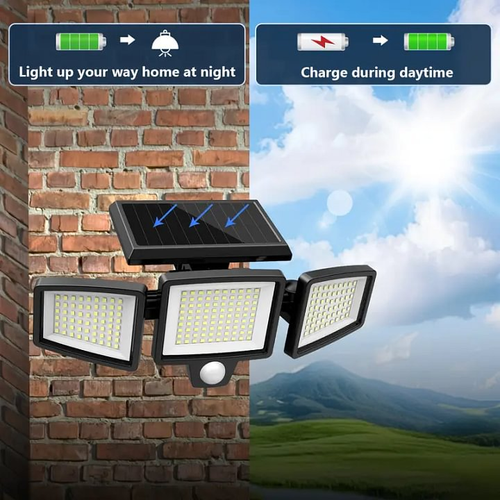 Triple LED Solar Wall Light
