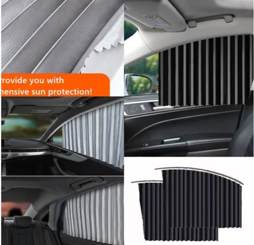 🔥Universal 4 Pcs Car Sunshade Sun UV Protection Magnetic Track Privacy Curtain Car Side Window Sun Shade