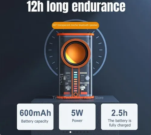 🔥Transparent Wireless bluetooth Speaker Portable Subwoofer Tws Series Audio Loudspeaker