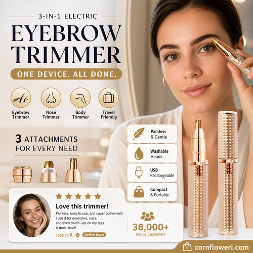 Portable Electric Eyebrow Trimmer – Interchangeable Heads