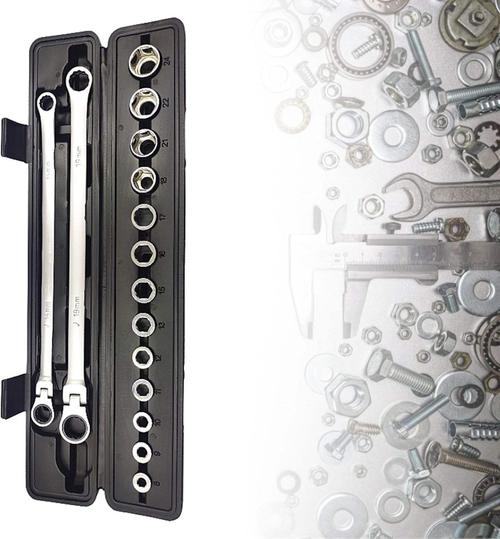 15-piece adjustable ratchet wrench set