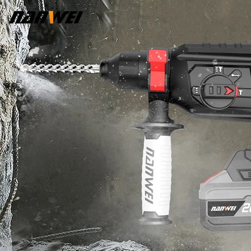 SDS-Plus Rotary HammerDrill, 4 Functions in One Knob, Safety Clutch, 6 Speeds,  adjustment Includes drill bit and 2 batteries, etc.