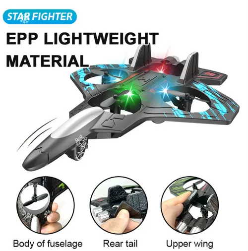 ✈️Stunt RC Fighter! 360° Rolling + Vertical Takeoff Landing, 3 Speed Modes + Colorful LED, Create New Flying Fun～