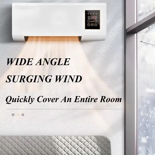Wall-mounted air conditioner with both cooling and heating modes.