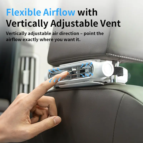Car Seat Velcro Fan: 3 Adjustable Speeds, Built-In 3000mAh Battery, USB Charging, Suitable For Cars, Golf Carts, And Travel RVs