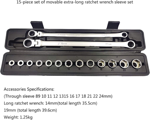 15-piece adjustable ratchet wrench set