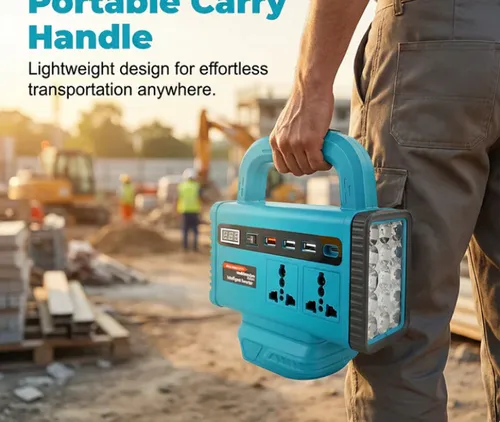 Portable Power Inverter with LED Work Light Battery capacity: 9000 mAh