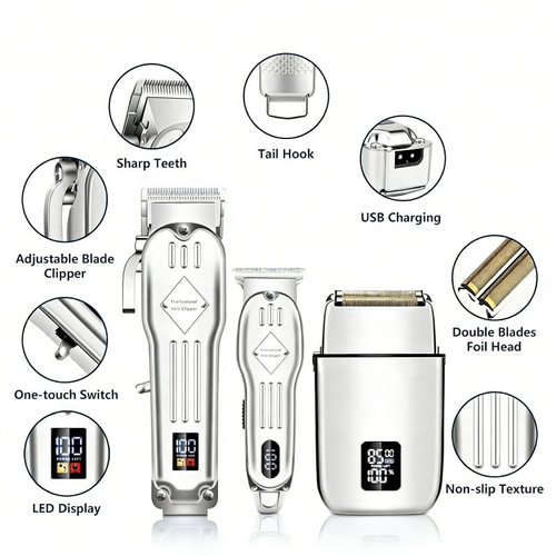 Three-in-one hair clipper-shaving set