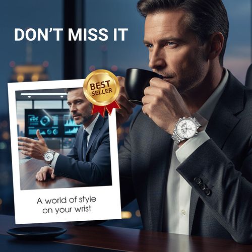Men's watch with globe motif in maritime style
