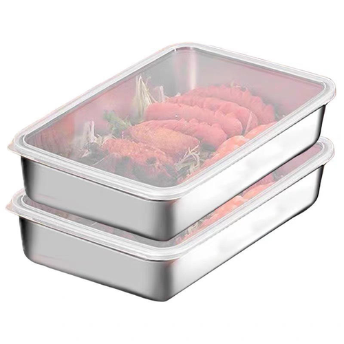 6 Pcs Stainless Steel Square Plate（With Lid）