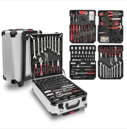 All-in-one professional tool box for auto repair and maintenance: 187 pieces of carbon steel auto repair machine repair aluminum pull rod case socket wrench set of hardware tools combination kit