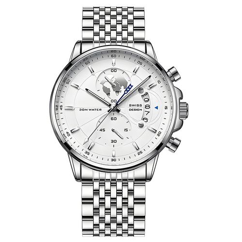 Men's watch with globe motif in maritime style