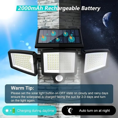 Triple LED Solar Wall Light