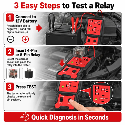 Voltage Tester Car Electronic Relay Tester Automotive Battery Testing Tool Automotive Relay Tester Indicator Light Universal 12V Accessories Load Tester Brake Fluid Tester Power Probe Tester Automotive Circuit Tester Automotive Diagnostic Tools Battery Te