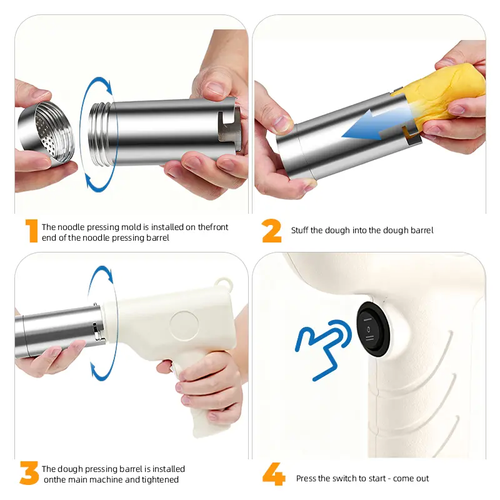 Handheld Electric Noodle Maker Portable Pasta Maker Machine With 5-In-1 Cordless Stainless Steel Mold Easy Homemade Noodles in Seconds Kitchen Utensils Set Detachable Square