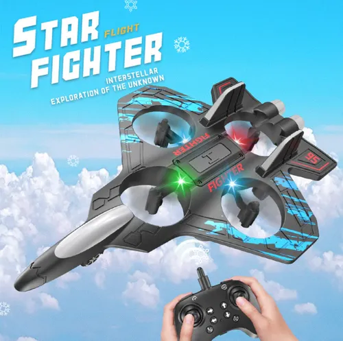 ✈️Stunt RC Fighter! 360° Rolling + Vertical Takeoff Landing, 3 Speed Modes + Colorful LED, Create New Flying Fun～