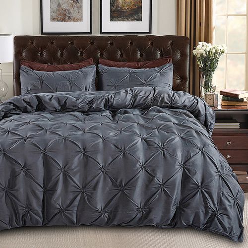 Embroidered pillowcase and duvet cover 3-piece set