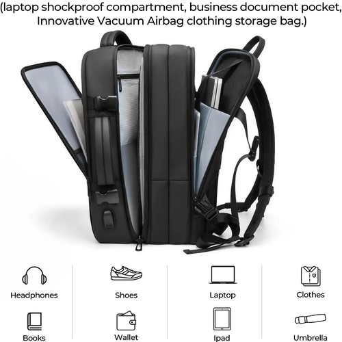 60L Carry on Vacuum Compression Travel Expandable Backpack