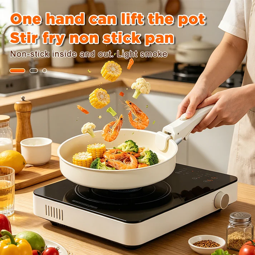 Detachable Handle Cooking Pot Set – Non-Stick Soup Pot & Frying Pan