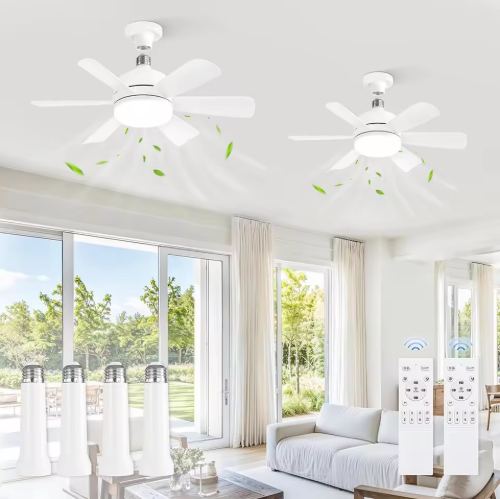 Screw-type lamp holder fan household silent fan chandelier easy to install remote control ceiling fan light electric fan light fan light