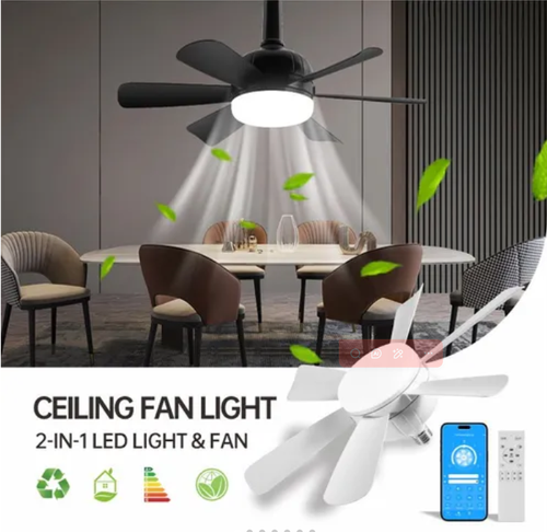 Screw-type lamp holder fan household silent fan chandelier easy to install remote control ceiling fan light electric fan light fan light