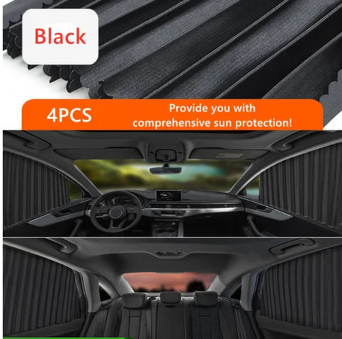 🔥Universal 4 Pcs Car Sunshade Sun UV Protection Magnetic Track Privacy Curtain Car Side Window Sun Shade