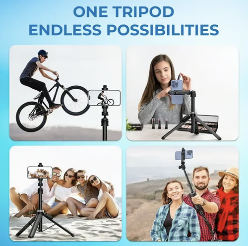 📹📱2-in-1 Tripod & Selfie Stick - Master Every Move,BLACK SELFIE STICK