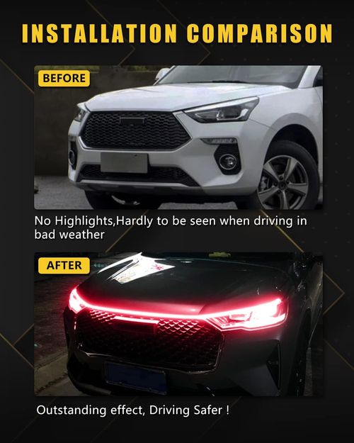 🔥Hot Seller🔥 COD！Car Scan: Through-Type Daytime Running Lights, Hood Lights, Hood Decorative Lights, Grille LED Modification Light Strips, Dynamic Effects