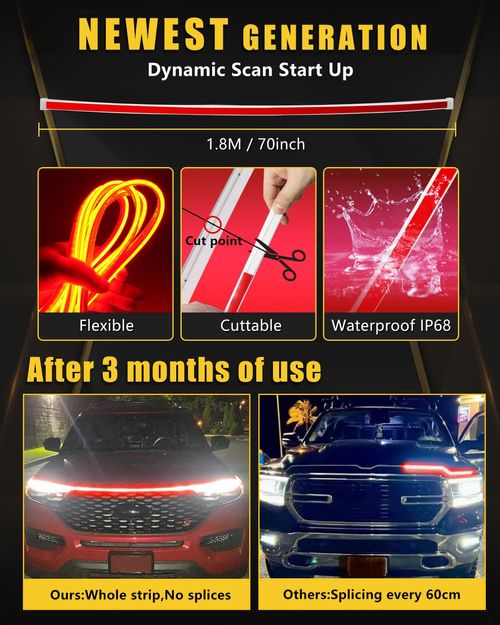 🔥Hot Seller🔥 COD！Car Scan: Through-Type Daytime Running Lights, Hood Lights, Hood Decorative Lights, Grille LED Modification Light Strips, Dynamic Effects