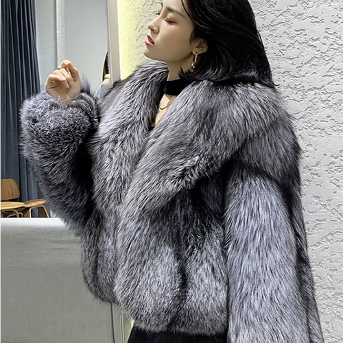 Faux fox fur winter coat
