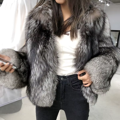 Faux fox fur winter coat