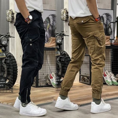 Men's Multi-Pockets Drawstring Elastic Waist Cargo Pants Regular