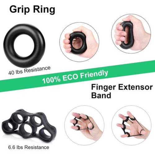 5 PCS Hand Grip Strengthener Set Strength Training Equipment Forearm Finger Exerciser, Finger Stretcher, Adjustable Hand Gripper, Exercise Ring & Grip Ball for Injury