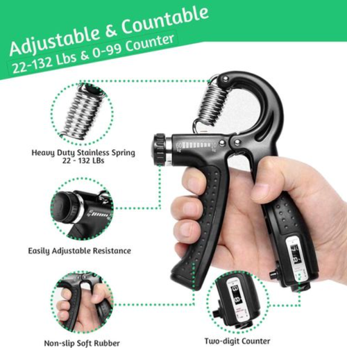 5 PCS Hand Grip Strengthener Set Strength Training Equipment Forearm Finger Exerciser, Finger Stretcher, Adjustable Hand Gripper, Exercise Ring & Grip Ball for Injury