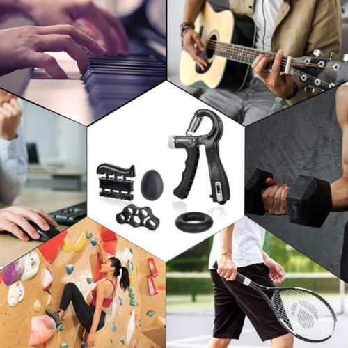 5 PCS Hand Grip Strengthener Set Strength Training Equipment Forearm Finger Exerciser, Finger Stretcher, Adjustable Hand Gripper, Exercise Ring & Grip Ball for Injury