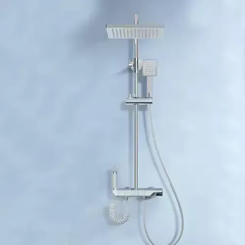 Bathroom Shower Faucet Set 4 Functions Digital Display Shower Thermostat Gray Black High Pressure Discharge Copper Taps