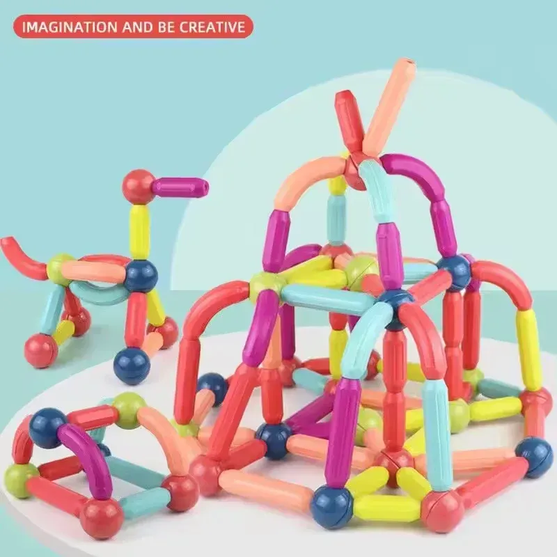 Magnetic Building Blocks Transparent Magnetic 3D Building Blocks 84 Pieces Children's Educational Toys (With Storage Box)