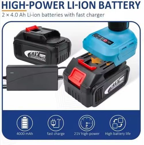 ✨Electric Wrench + 2 Batteries + 13 Pcs 1-2 Impact Wrench Hex Socket Driver Bit Set🔧