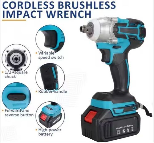 ✨Electric Wrench + 2 Batteries + 13 Pcs 1-2 Impact Wrench Hex Socket Driver Bit Set🔧