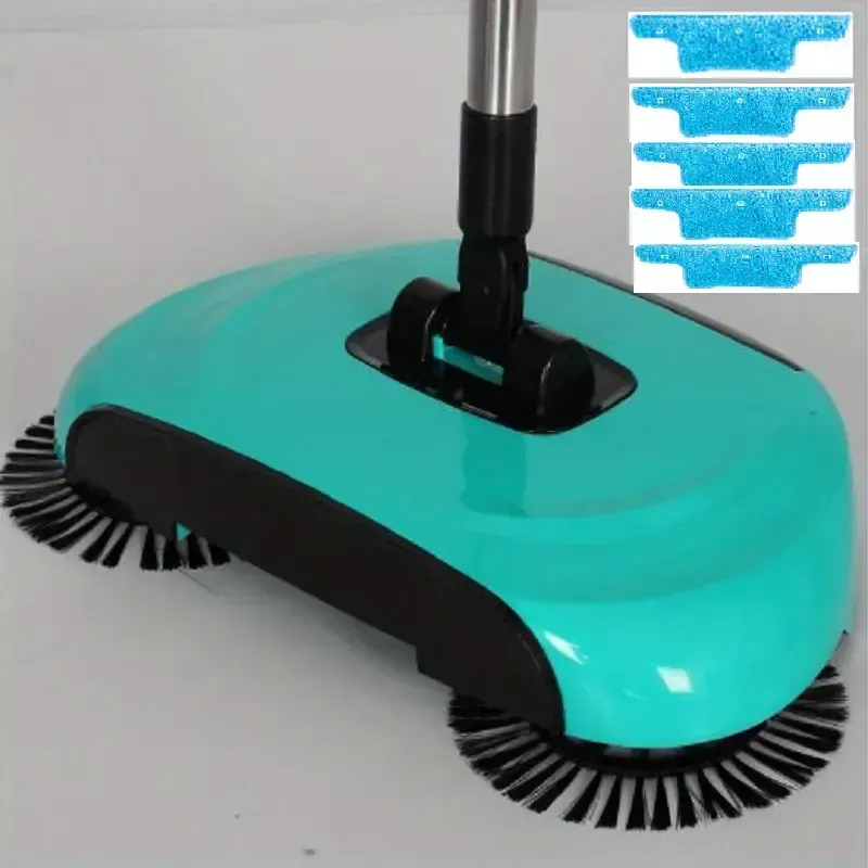 🧹✨3 in 1 multifunctional hand-push sweeper and vacuum cleaner, can remove garbage, pet hair and dust, wet and dry, suitable for hardwood tiles, comes with 2 cloths