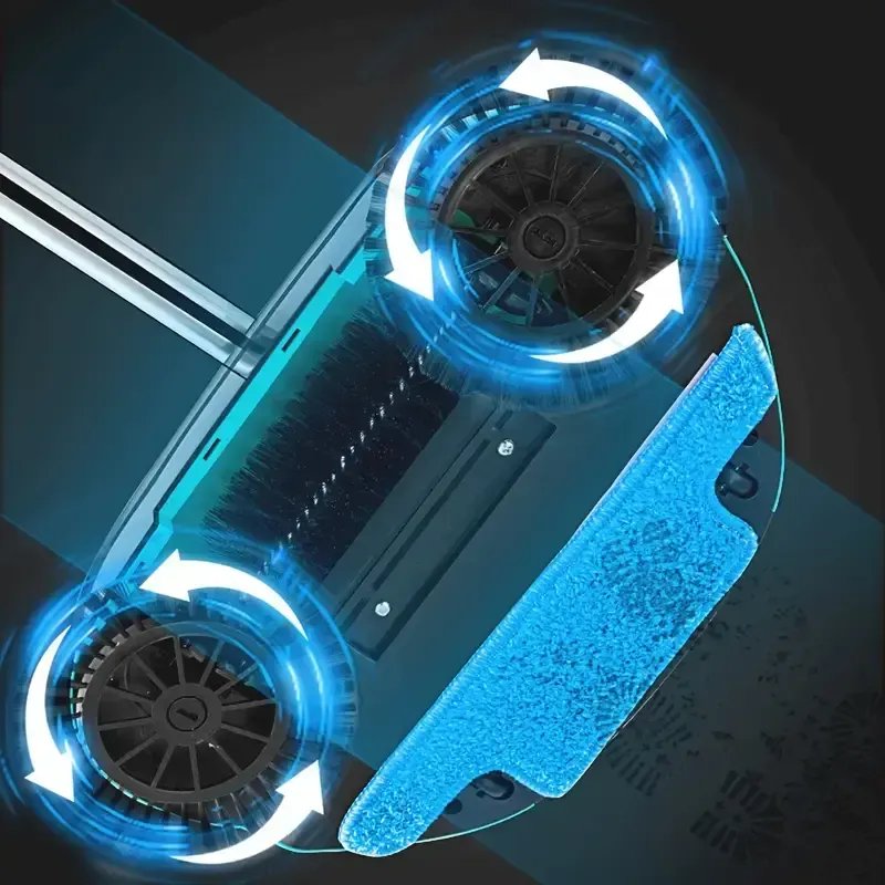 🧹✨3 in 1 multifunctional hand-push sweeper and vacuum cleaner, can remove garbage, pet hair and dust, wet and dry, suitable for hardwood tiles, comes with 2 cloths