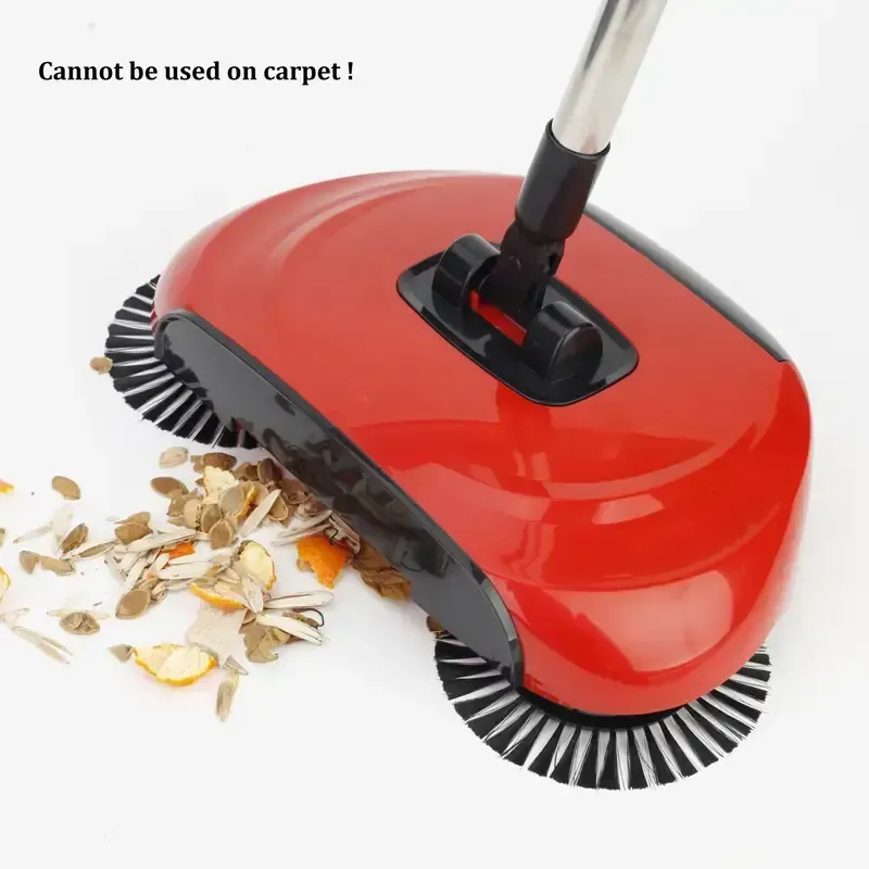 🧹✨3 in 1 multifunctional hand-push sweeper and vacuum cleaner, can remove garbage, pet hair and dust, wet and dry, suitable for hardwood tiles, comes with 2 cloths