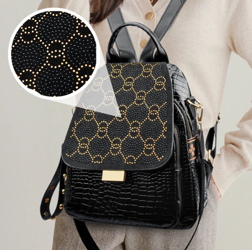 Geometric Printed Soft Leather Large Capacity Women Backpacks