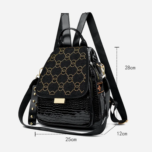 Geometric Printed Soft Leather Large Capacity Women Backpacks