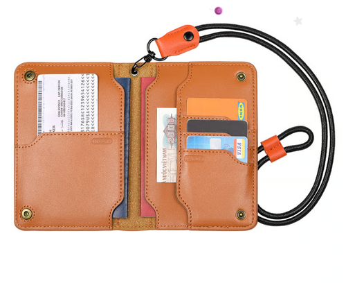 Cowhide multifunctional wallet passport bag travel ticket storage passport holder