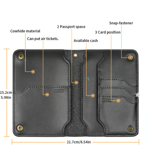 Cowhide multifunctional wallet passport bag travel ticket storage passport holder