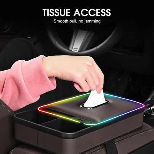 Armrest Storage Box with LED Ambient Lighting