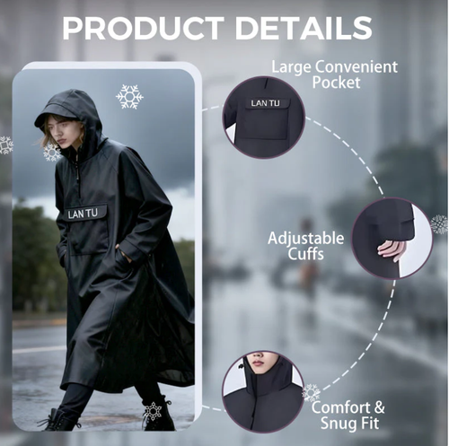 🎁Waterproof Long Raincoat with Hood for Scooter