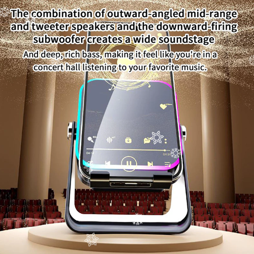 🔥5-in-1 Wireless Induction Bluetooth Speaker with Adjustable Phone Stand