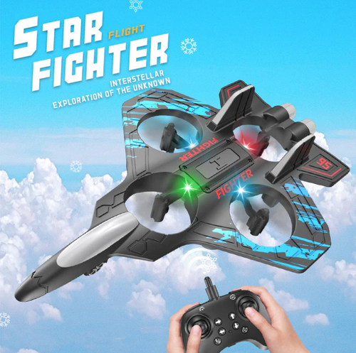 ✈️Stunt RC Fighter! 360° Rolling + Vertical Takeoff Landing, 3 Speed Modes + Colorful LED, Create New Flying Fun～